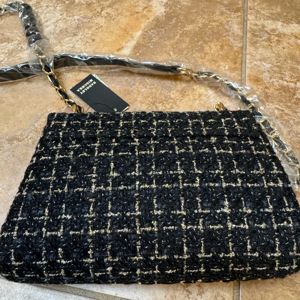 Elegant Black and Gold Tweed Bag - Picture 2 of 3